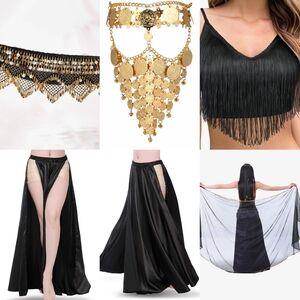 Bellydancing set, women costume, Black and Gold, Halloween, dress, sexy